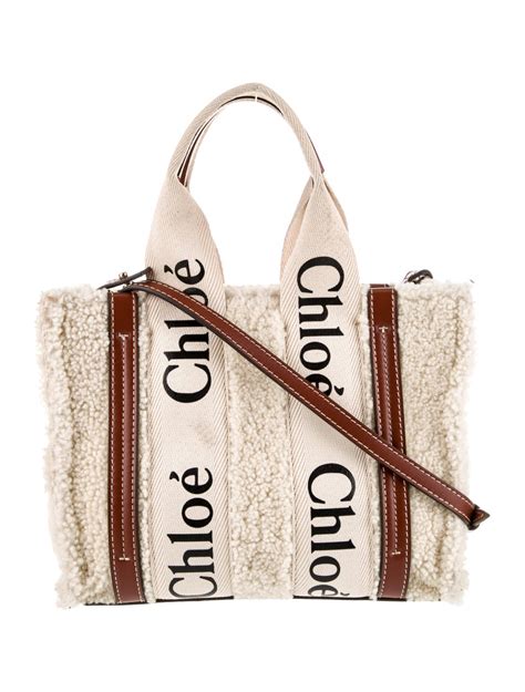 chloe woody shearling tote|chloe woody tote bag large.